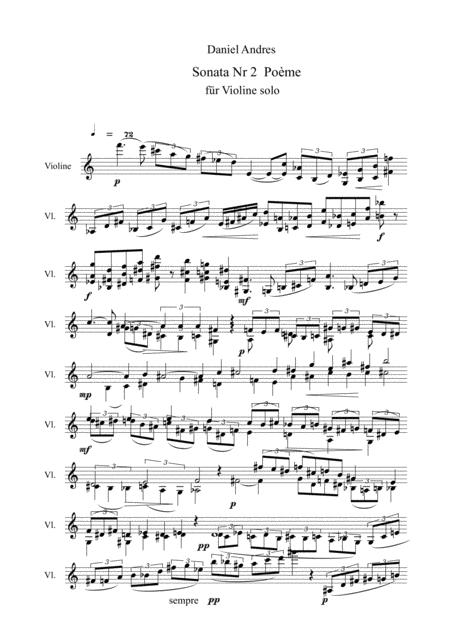 Free Sheet Music Sonata Nr 2 For Violin Solo Op 76