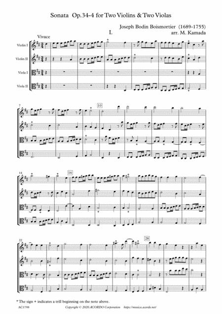 Free Sheet Music Sonata Op 34 4 For Two Violins Two Violas