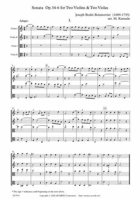 Free Sheet Music Sonata Op 34 6 For Two Violins Two Violas