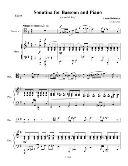 Sonatina For Bassoon And Piano Sheet Music