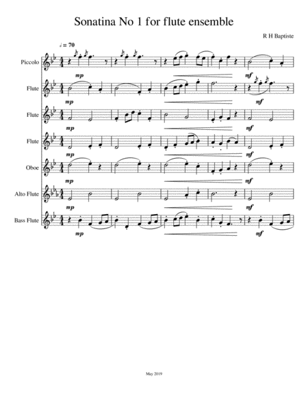 Sonatina For Flute Ensemble Sheet Music