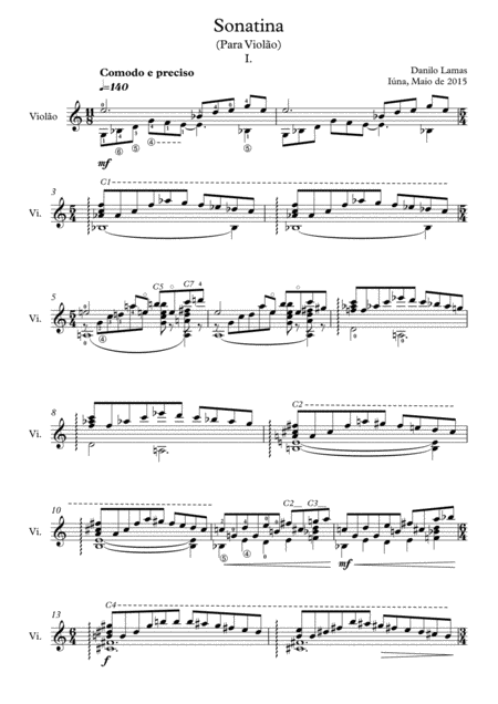 Free Sheet Music Sonatina For Guitar Danilo Lamas