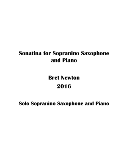 Free Sheet Music Sonatina For Sopranino Saxophone And Piano