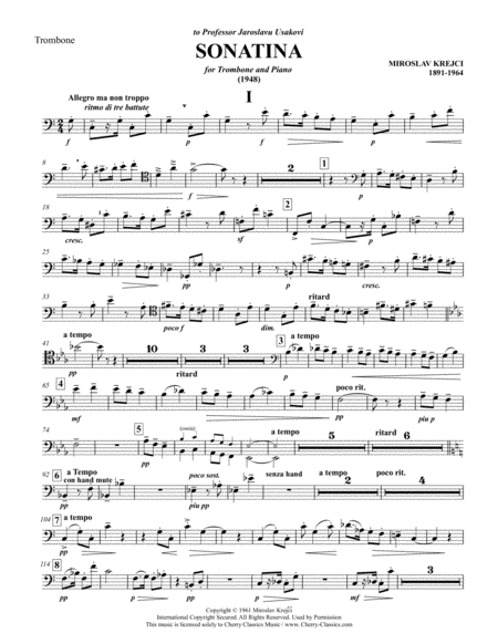 Sonatina For Trombone Piano Sheet Music