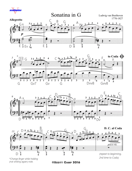 Sonatina In G By Beethoven Sheet Music