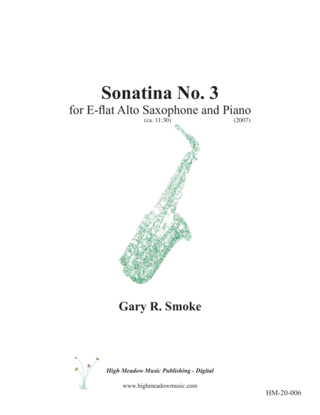 Sonatina No 3 For Alto Saxophone And Piano Sheet Music