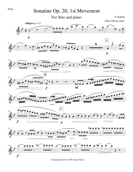 Free Sheet Music Sonatine By Kuhlau For Flute And Piano