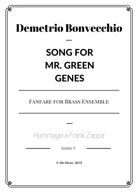 Song For Mr Green Genes Fanfare For Brass Ensemble Parts Only Sheet Music