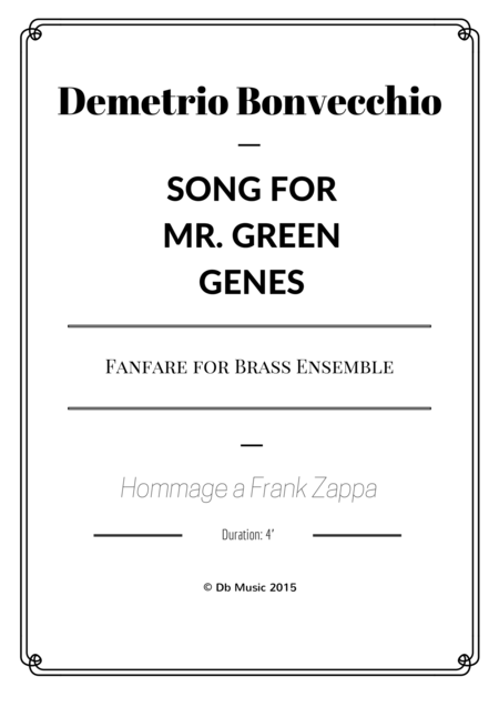 Song For Mr Green Genes Fanfare For Brass Ensemble Score Only Sheet Music