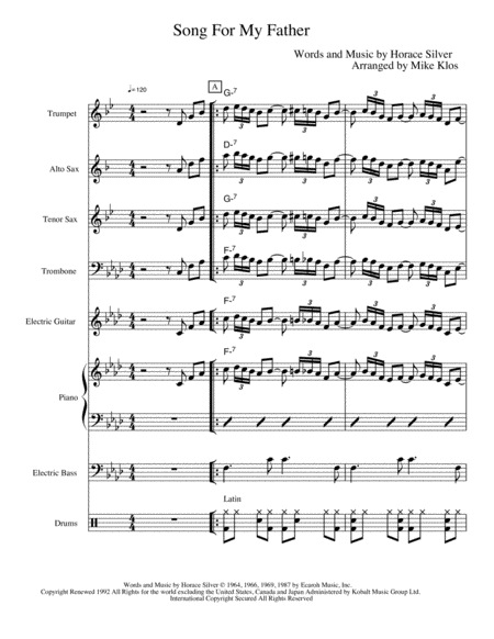 Song For My Father By Horace Silver For Jazz Combo Sheet Music