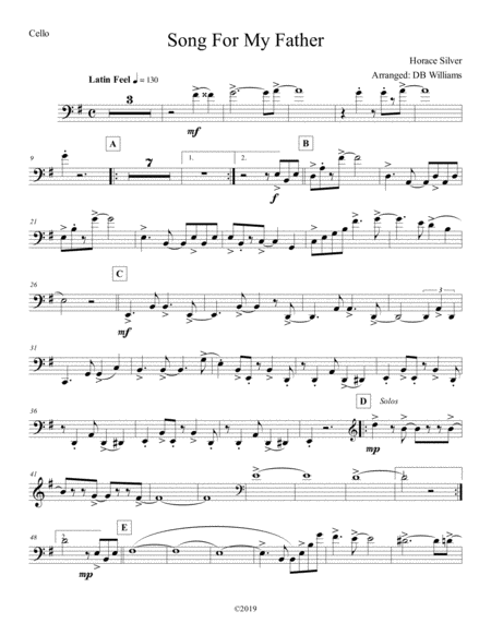 Song For My Father Cello Sheet Music