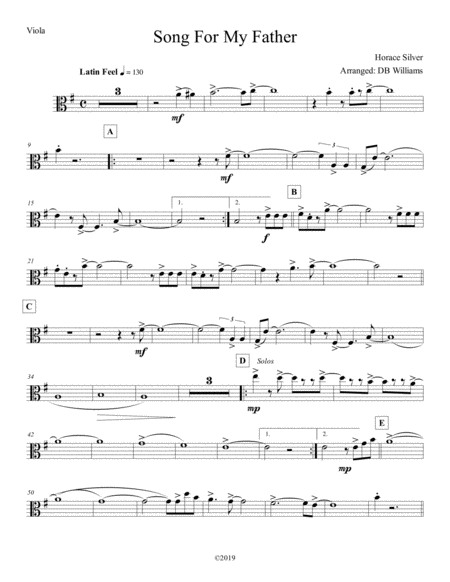 Song For My Father Viola Sheet Music