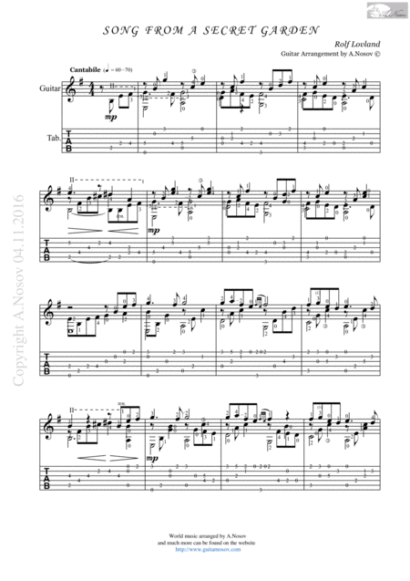 Song From A Secret Garden Sheet Music For Guitar Sheet Music