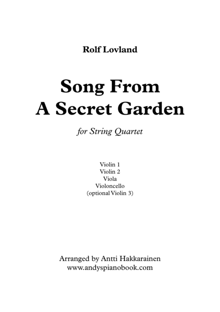 Free Sheet Music Song From A Secret Garden String Quartet