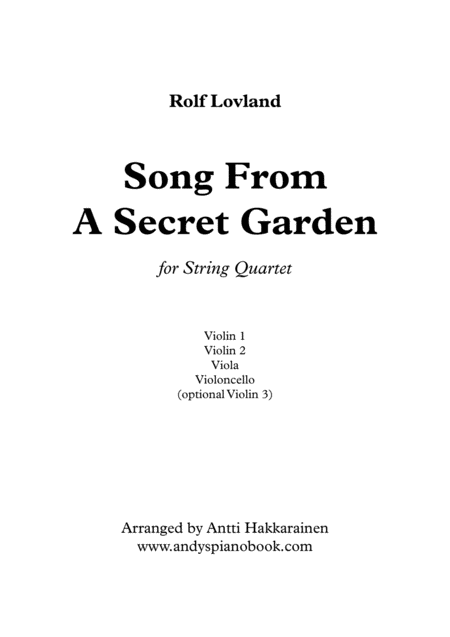 Song From A Secret Garden String Quartet Sheet Music