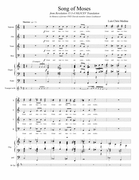 Song Of Moses Choir Parts Sheet Music