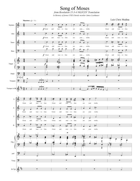 Song Of Moses Director Score And Instrument Parts Sheet Music