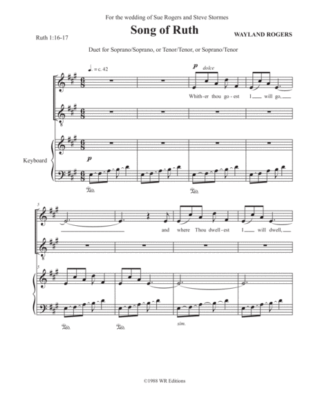 Free Sheet Music Song Of Ruth Whither Thou Goest Duet In A