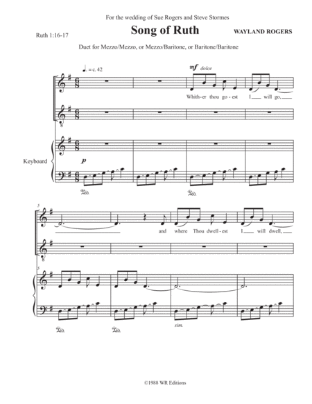 Free Sheet Music Song Of Ruth Whither Thou Goest Duet In G