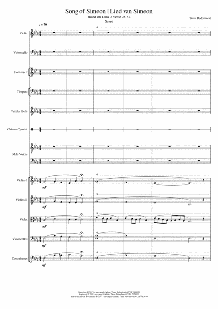 Song Of Simeon Lied Van Simeon Score Sheet Music