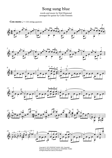 Free Sheet Music Song Sung Blue