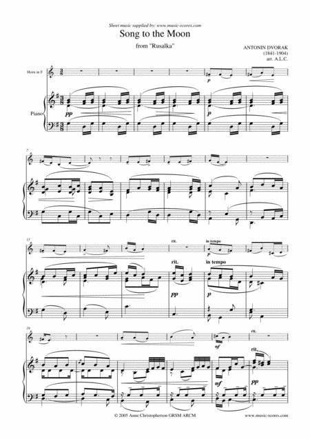 Song To The Moon French Horn And Piano Sheet Music