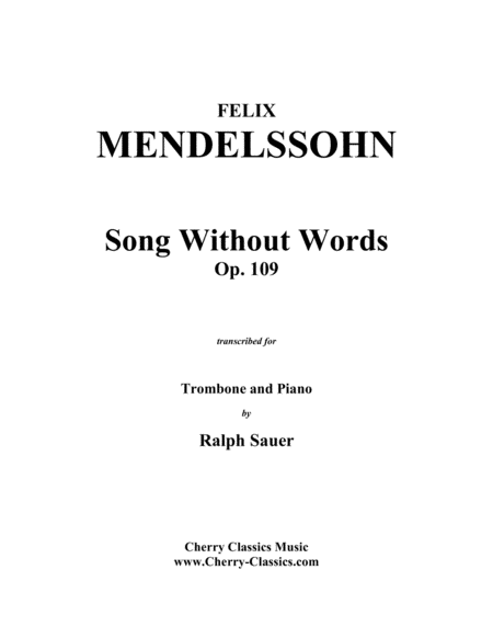 Free Sheet Music Song Without Words Op 109 For Trombone Piano