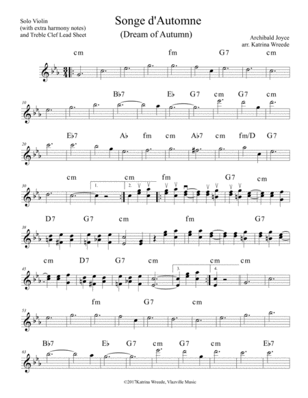 Songe D Automne For Solo Violin Treble Clef Lead Sheet The Real Titanic Song Sheet Music