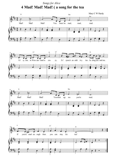 Free Sheet Music Songs For Alice 4 Mad Mad Mad