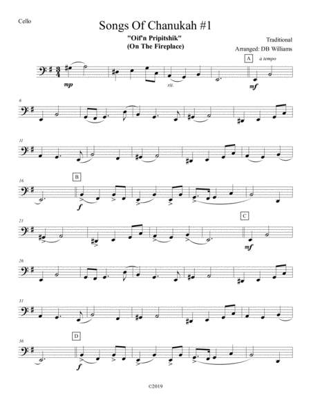 Songs Of Chanukah 1 Cello Sheet Music