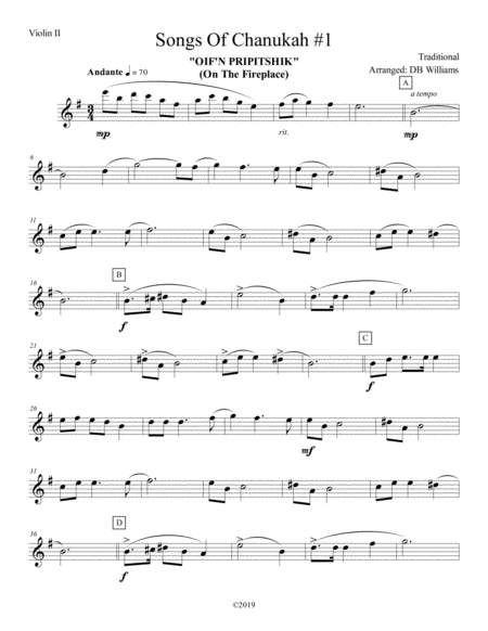 Songs Of Chanukah 1 Violin 2 Sheet Music