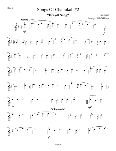 Free Sheet Music Songs Of Chanukah 2 Flute 2