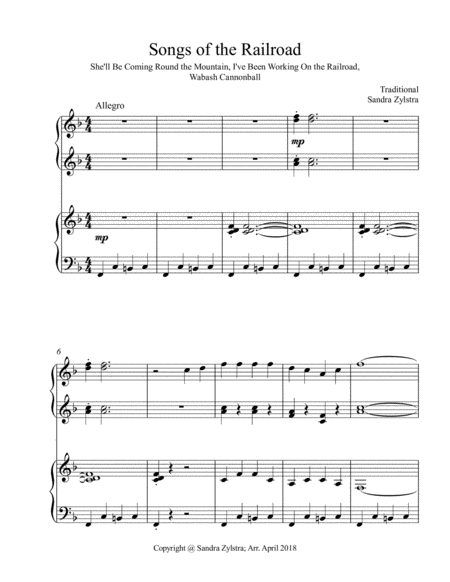 Free Sheet Music Songs Of The Railroad 1 Piano 4 Hand