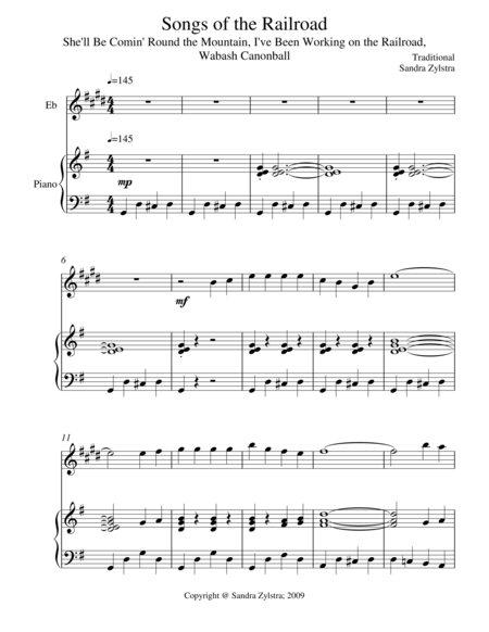 Free Sheet Music Songs Of The Railroad Treble Eb Instrument Solo