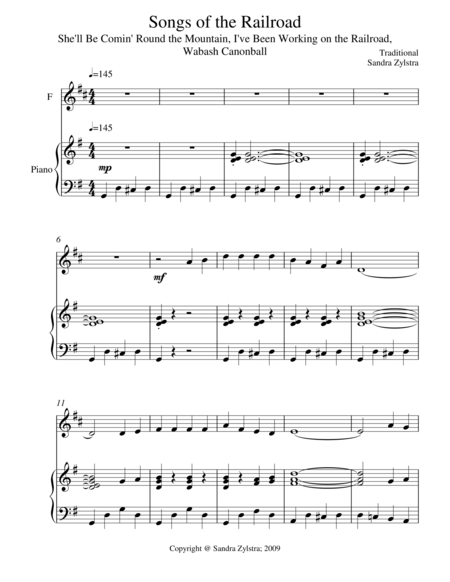 Songs Of The Railroad Treble F Instrument Solo Sheet Music