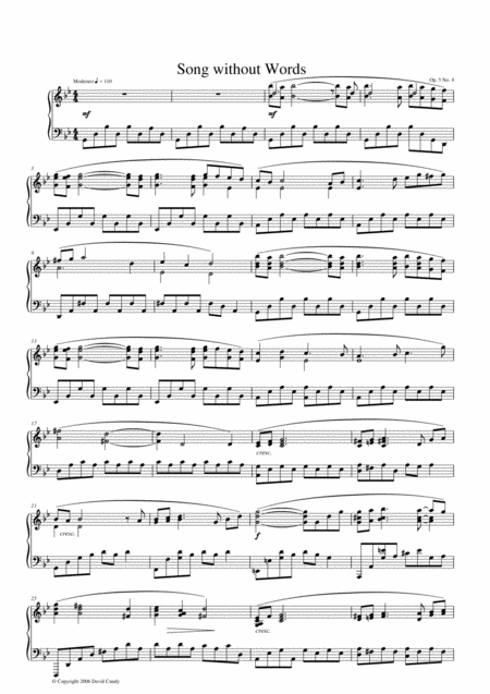 Free Sheet Music Songs Without Words For Solo Piano Op 5 No 4