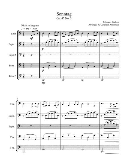 Sonntag Op 47 No 3 For Tuba Euphonium Quartet And Soloist Sheet Music