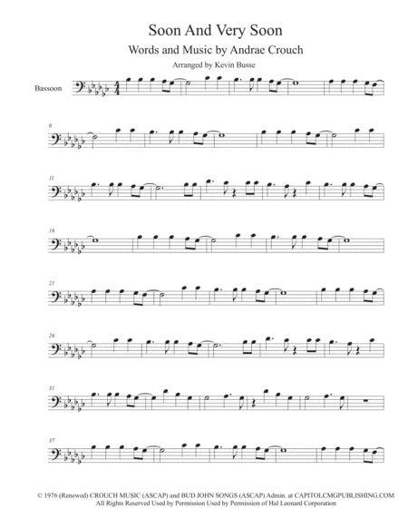 Free Sheet Music Soon And Very Soon Original Key Bassoon