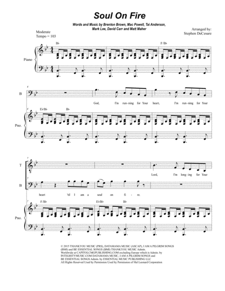 Free Sheet Music Soul On Fire Duet For Tenor And Bass Solo