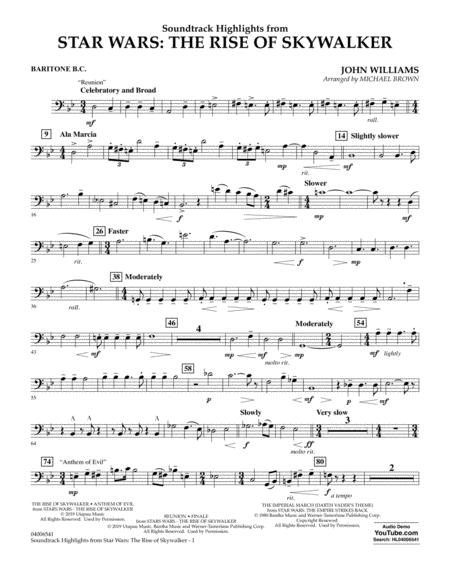 Soundtrack Highlights From Star Wars The Rise Of Skywalker Baritone B C Sheet Music