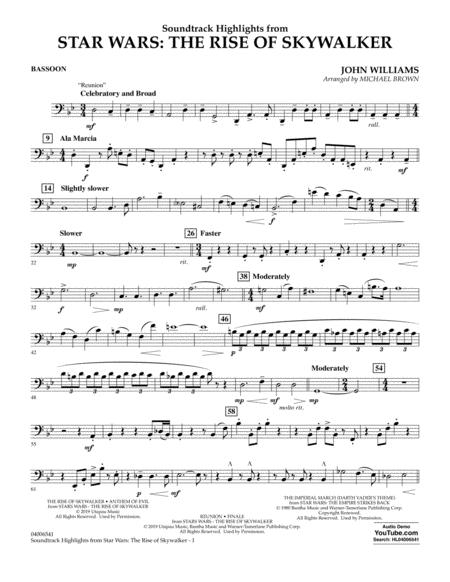 Free Sheet Music Soundtrack Highlights From Star Wars The Rise Of Skywalker Bassoon