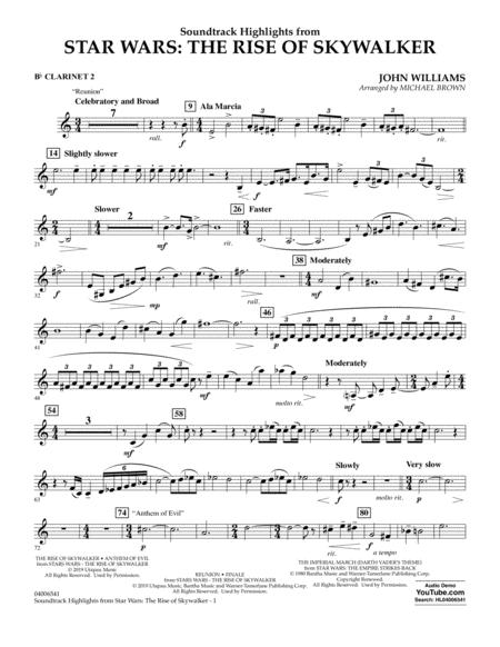 Free Sheet Music Soundtrack Highlights From Star Wars The Rise Of Skywalker Bb Clarinet 2