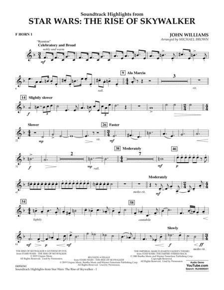 Soundtrack Highlights From Star Wars The Rise Of Skywalker F Horn 1 Sheet Music