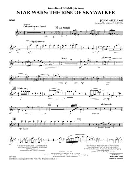 Free Sheet Music Soundtrack Highlights From Star Wars The Rise Of Skywalker Oboe