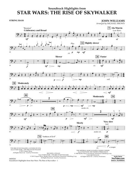 Soundtrack Highlights From Star Wars The Rise Of Skywalker String Bass Sheet Music