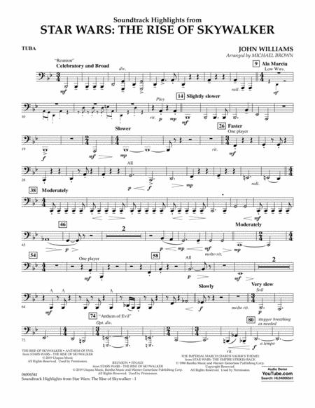 Free Sheet Music Soundtrack Highlights From Star Wars The Rise Of Skywalker Tuba