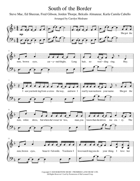Free Sheet Music South Of The Border Late Intermediate Piano
