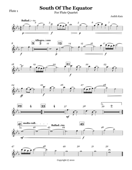 Free Sheet Music South Of The Equator Parts