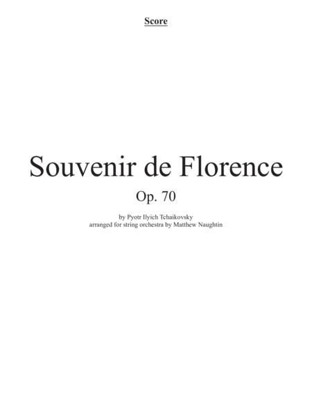 Souvenir De Florence Arranged For String Orchestra Sheet Music