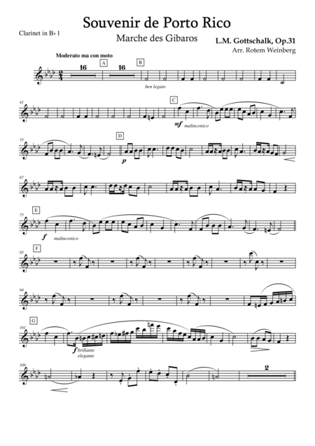 Free Sheet Music Souvenir De Porto Rico Clarinet Quartet